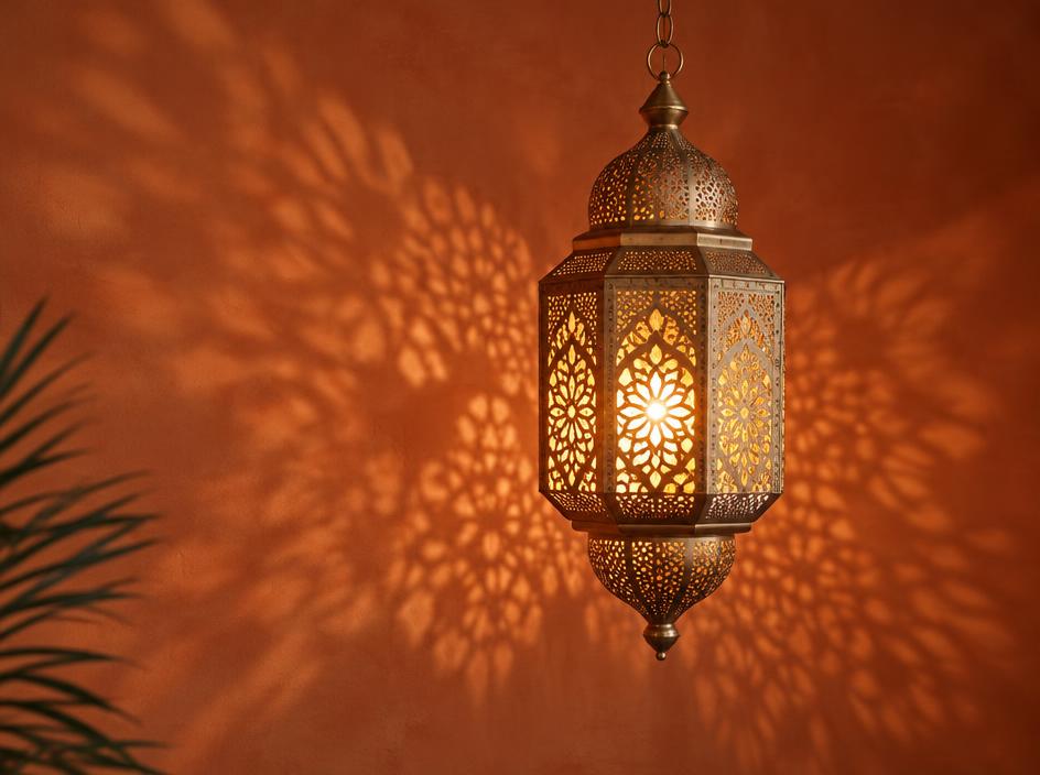 Brass hanging lantern (40cm)