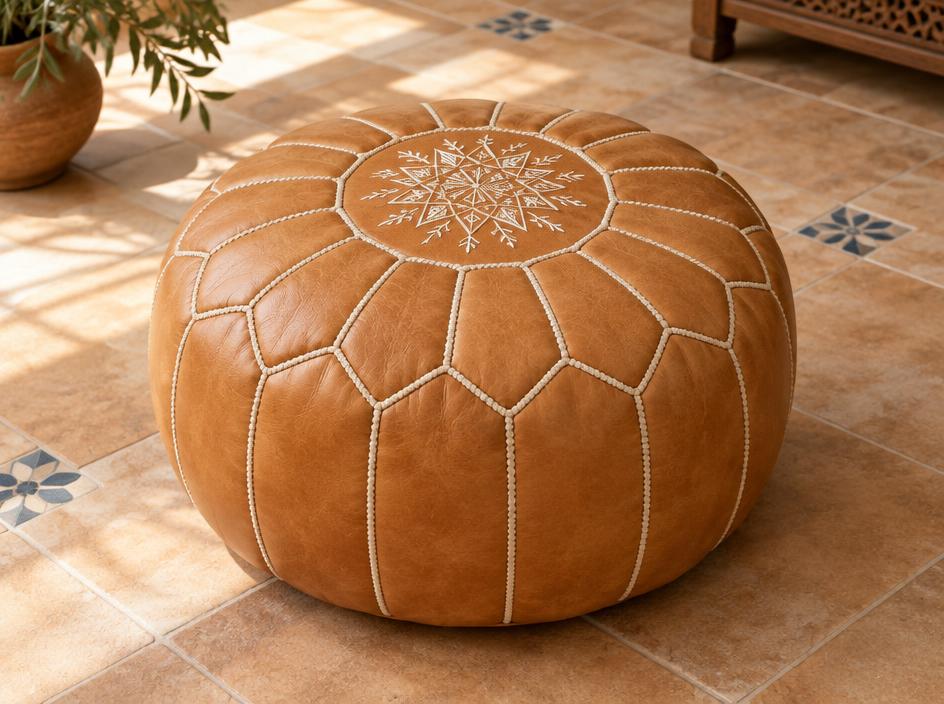 Leather pouf (unstuffed)